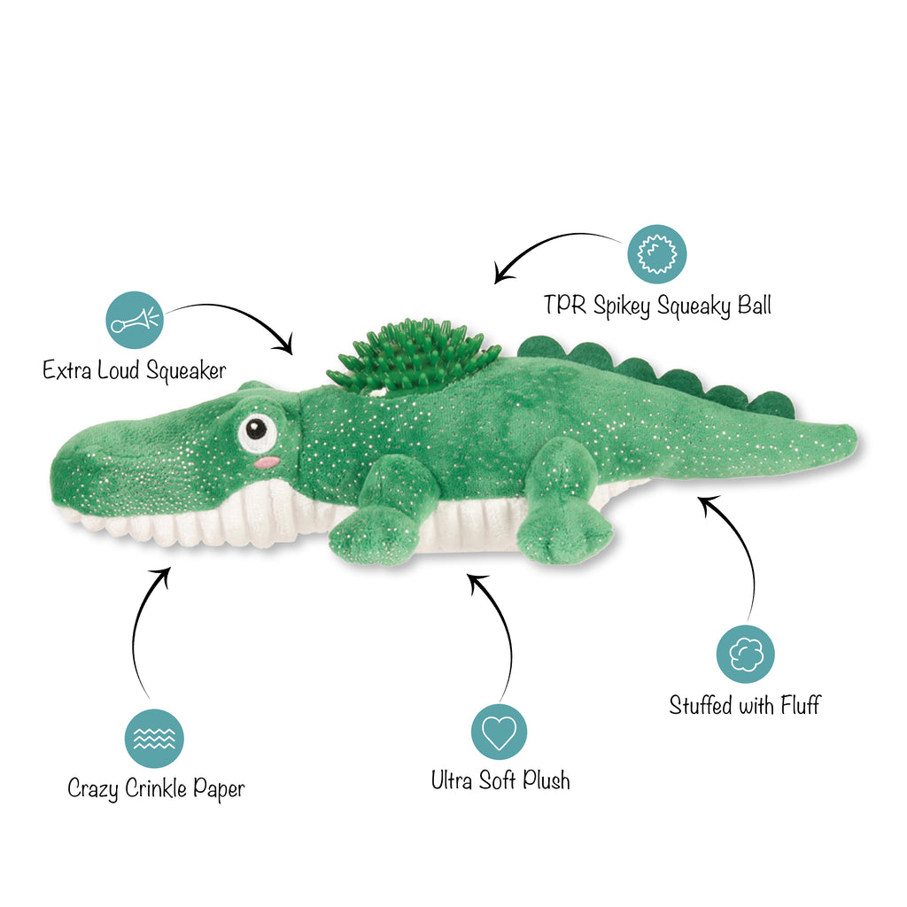 PETSHOP READY TO CROC PLUSH/SPIKEY BALL DOG TOY