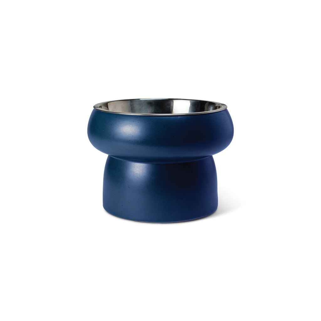 PETSHOP MATTE SPECKLED NAVY SMALL FEEDER WITH BOWL