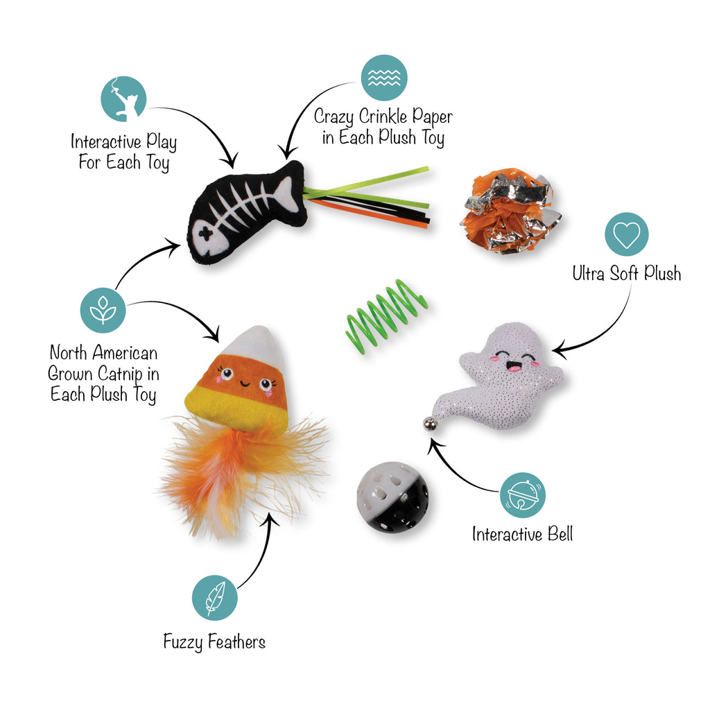 PETSHOP SWEET TREATS, SPOOKY FEATS 6 PC MULTIPACK CAT TOY