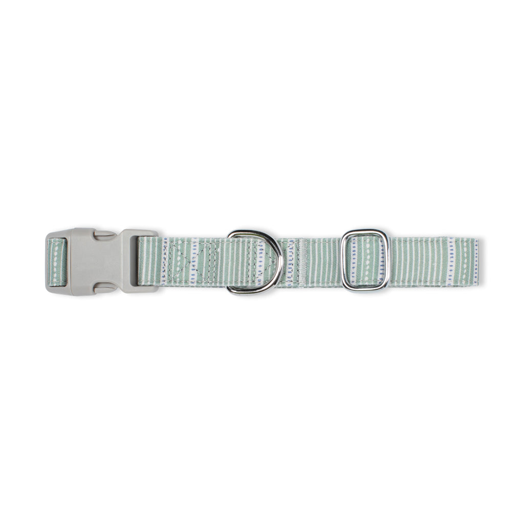 PETSHOP BLOCK STRIPE DUSTY SAGE DOG COLLAR