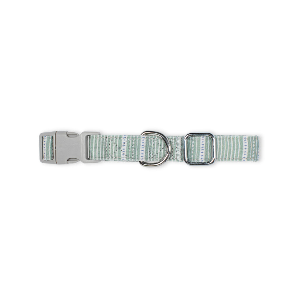 PETSHOP BLOCK STRIPE DUSTY SAGE DOG COLLAR